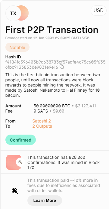 First P2P Transaction