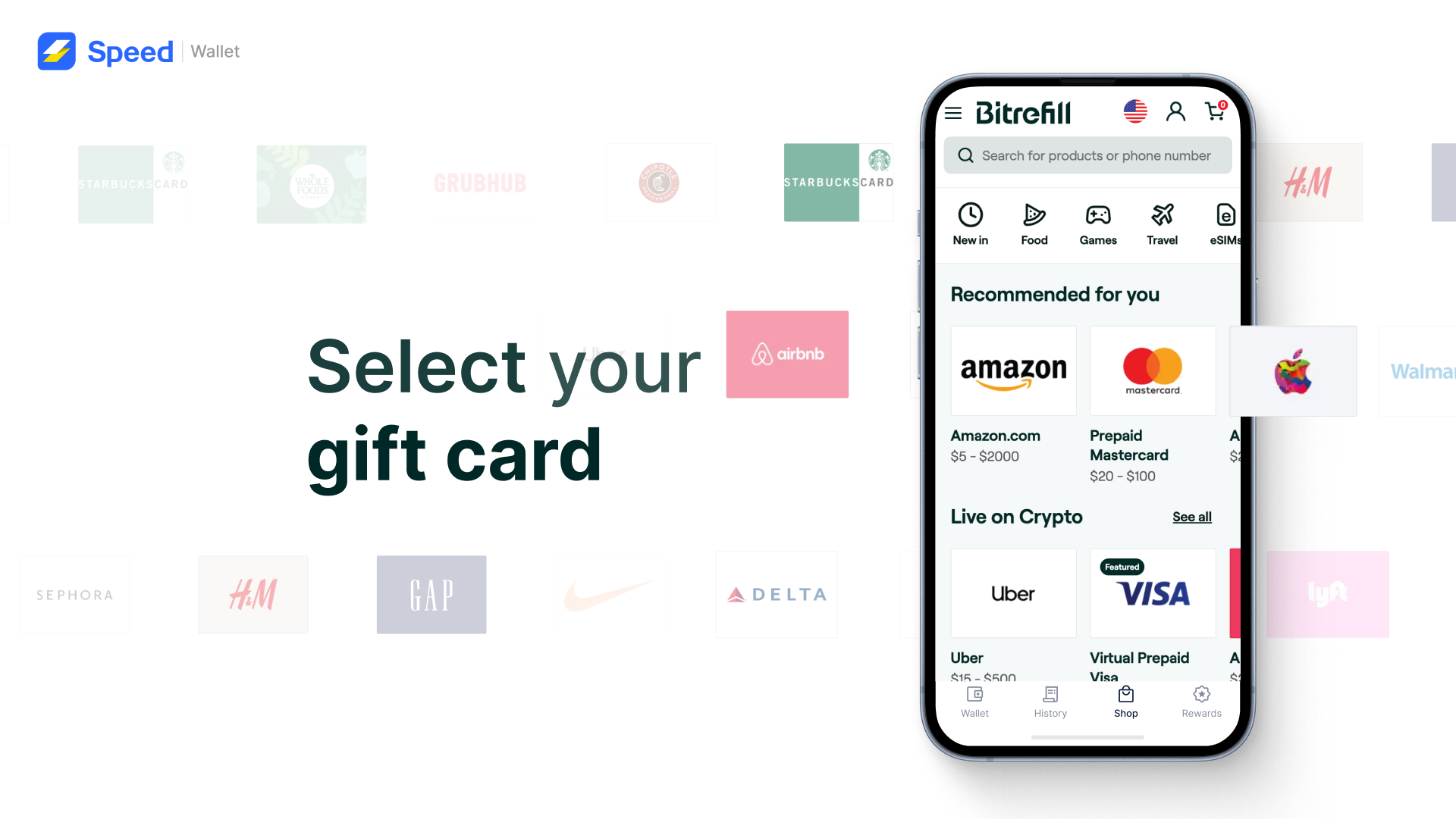Select your gift card