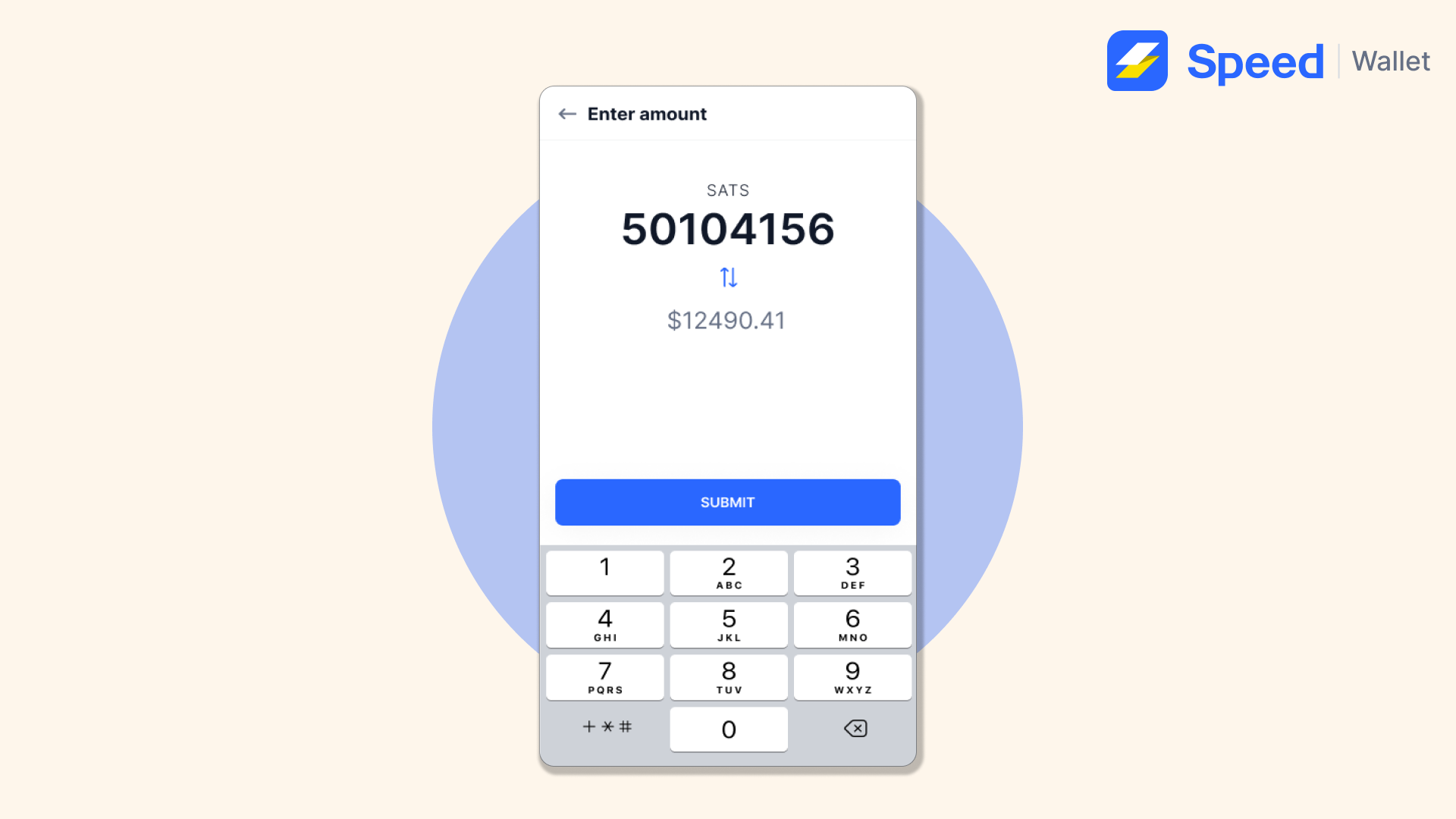 Send BTC via Speed
