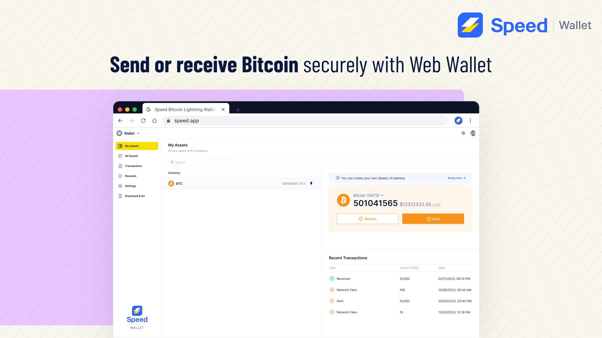 Send or receive Bitcoin securely with Web Wallet